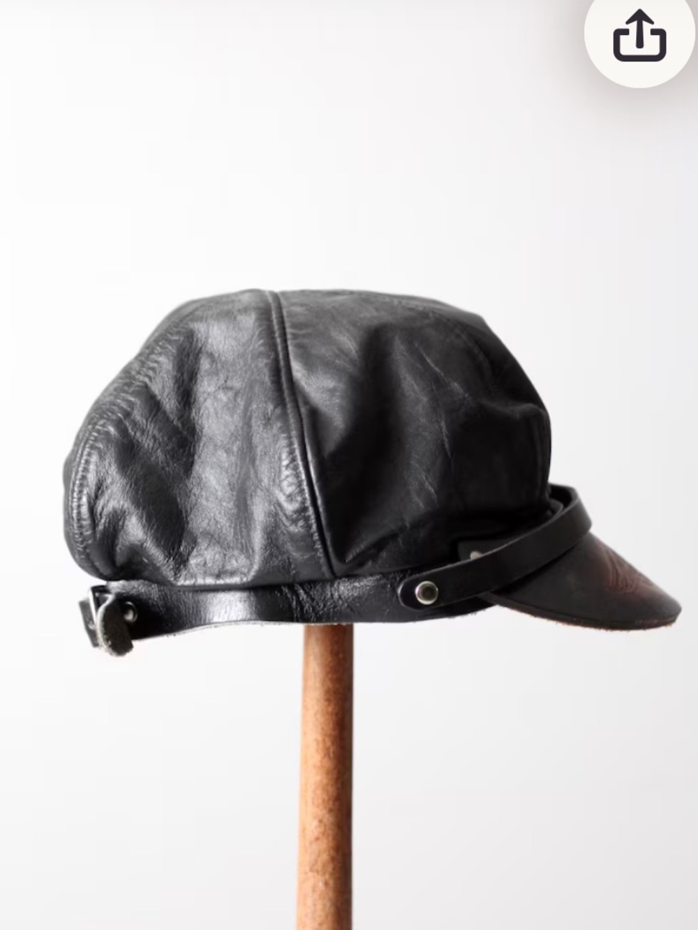 Vintage Freedom Machine Leather Studded Biker Cap Hat Black Size One Size USA